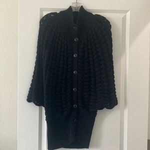 Karen Millen Dolman Sleeve Funnel Neck Cardigan Mini Dress Black Sz  3-‎ EUC